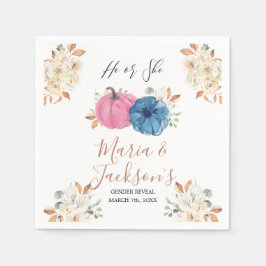 Blush Pink & Navy Pumpkin Gender Reveal Serviette