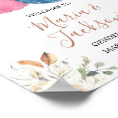 Blush Pink & Navy Pumpkin Gender Reveal Willkommen Poster (Ecke)