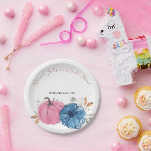 Blush Pink & Navy Pumpkin Rustikale Flora Pappteller (Party)