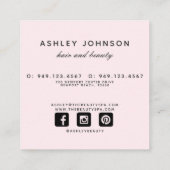 BLUSH PINK & NAVY Watercolor Floral Bouquet Quadratische Visitenkarte (Rückseite)