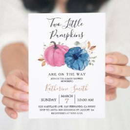 Blush Pink & Navy Zwei kleine Pumpkin Baby Dusche Einladung