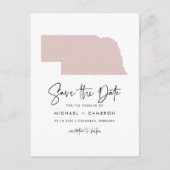 Blush Pink Nebraska Karte Save the Date (Vorderseite)