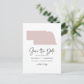 Blush Pink Nebraska Karte Save the Date (Stehend Vorderseite)