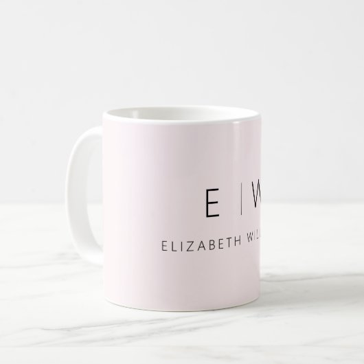 Blush Pink Neutral Minimalistisch Monogramm Name Kaffeetasse (Vorderseite Links)