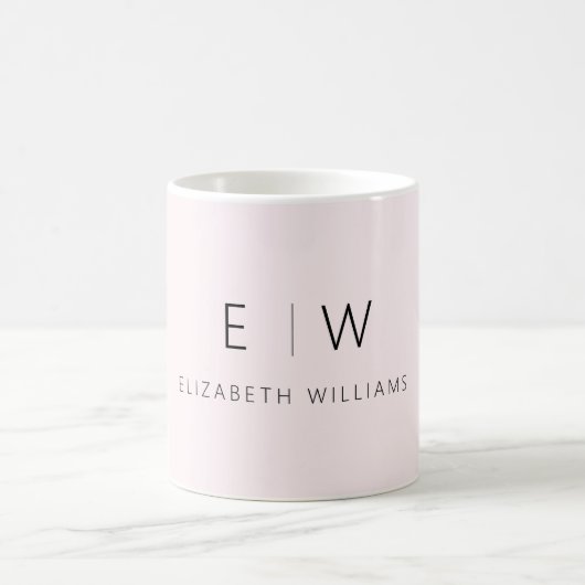 Blush Pink Neutral Minimalistisch Monogramm Name Kaffeetasse (Mittel)