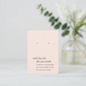 BLUSH PINK NEW BRIDE GIFT EARRING DISPLAY CARD PLATZKARTE (Stehend Vorderseite)