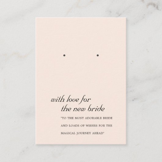 BLUSH PINK NEW BRIDE GIFT EARRING DISPLAY CARD PLATZKARTE (Vorderseite)