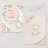 Blush Pink Niedlich Baby Elephant Windelknipsen Begleitkarte (Vorne/Hinten)