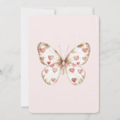 Blush Pink Niedlich Butterfly Rotes Herz Geburtsta Einladung (Rückseite)