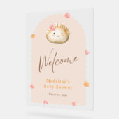 Blush Pink Niedlich Dumpling Baby Girl Dusche Will Acrylschild (Winkel)