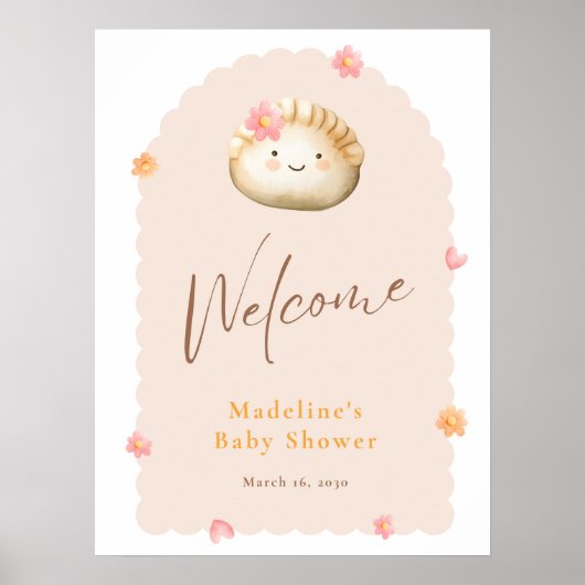 Blush Pink Niedlich Dumpling Baby Girl Dusche Will Poster (Vorne)