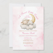 Blush Pink Niedlich Ein kleines Lamm-Baby-Duschbad Einladung (Vorderseite)