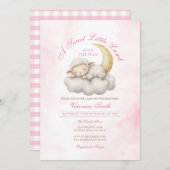 Blush Pink Niedlich Ein kleines Lamm-Baby-Duschbad Einladung (Vorne/Hinten)