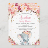 Blush Pink Niedlich Elephant Baby Shower Girl Einladung (Vorne/Hinten)