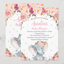 Blush Pink Niedlich Elephant Baby Shower Girl