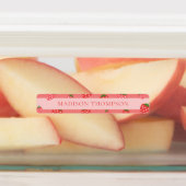 Blush Pink Niedlich Erdbeere Wasserdicht Name Kind Etiketten (Befestigt)