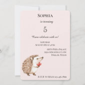 Blush Pink Niedlicher Igel Rotes Herz Geburtstag Einladung (Vorderseite)