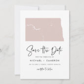 Blush Pink North Dakota Karte Minimalistisches Skr (Vorderseite)