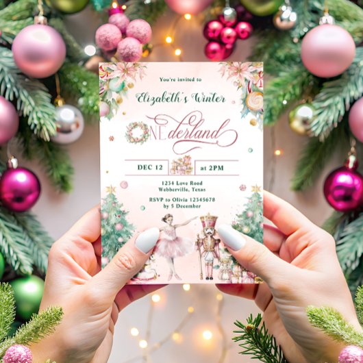 Blush Pink Nutcracker Erste Geburtstagsparty Einladung