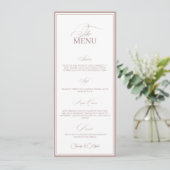Blush Pink Old Money Wedding Dinner Menu Card Menükarte (Stehend Vorderseite)