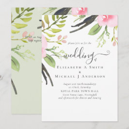 Blush Pink Olive Hochzeitsfeier Einladung