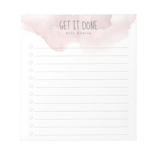 Blush Pink Ombre Aquarellfarben To Do List Notizblock (Vorderseite)