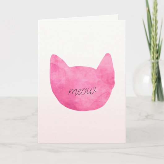 Blush Pink Ombre Cat Karte (Vorderseite)