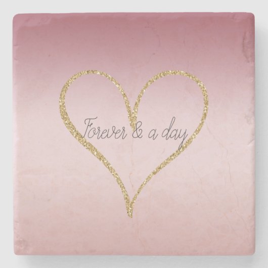 Blush Pink Ombre Glitzer Gold Liebe Forever Steinuntersetzer (Vorderseite)