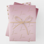 Blush Pink Ombre Glitzer Gold Liebe Geschenkpapier Set (Beispiel)