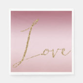 Blush Pink Ombre Glitzer Gold Liebe Serviette (Vorderseite)
