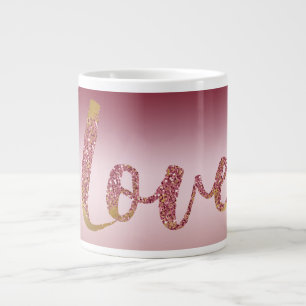 Blush Pink Ombre Glitzer Gold Rote Liebe Jumbo-Tasse