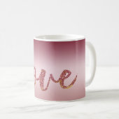 Blush Pink Ombre Glitzer Gold Rote Liebe Kaffeetasse (VorderseiteRechts)