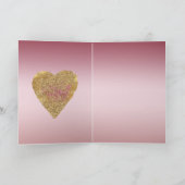 Blush Pink Ombre Glitzer Gold Rote Liebe Karte (Innenseite)