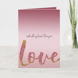 Blush Pink Ombre Glitzer Gold Rote Liebe Karte