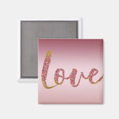 Blush Pink Ombre Glitzer Gold Rote Liebe Magnet (Vorderseite/Rückseite)