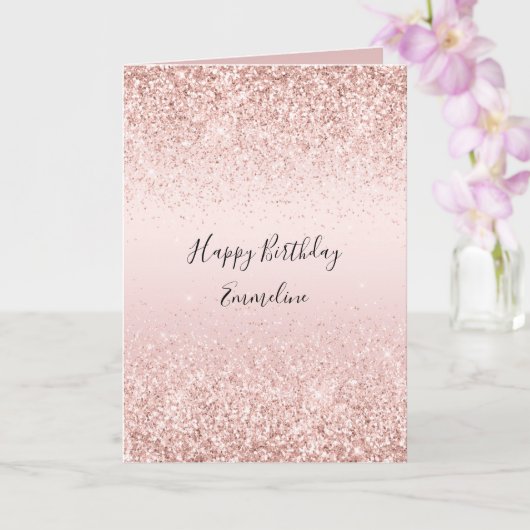 Blush Pink Ombre Glitzy Glitter Sparkle Karte (Orchidee)