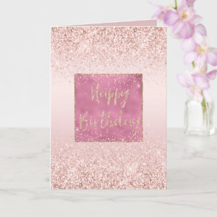 Blush Pink Ombre Glitzy Glitzer Sparkle Geburtstag Karte