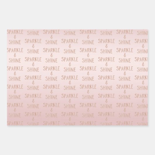 Blush Pink Ombre Glitzy Glitzer Sparkle Geschenkpapier Set (Vorderseite 3)