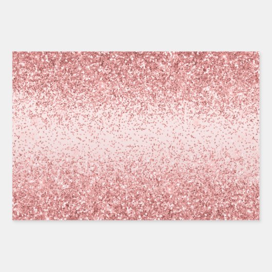 Blush Pink Ombre Glitzy Glitzer Sparkle Geschenkpapier Set (Vorderseite 2)