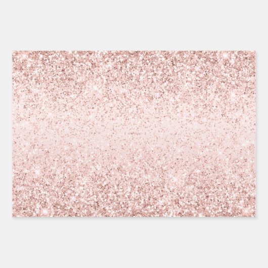 Blush Pink Ombre Glitzy Glitzer Sparkle Geschenkpapier Set (Vorderseite)
