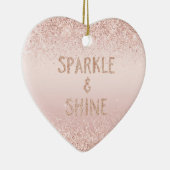 Blush Pink Ombre Glitzy Glitzer Sparkle Keramik Ornament (Rechts)