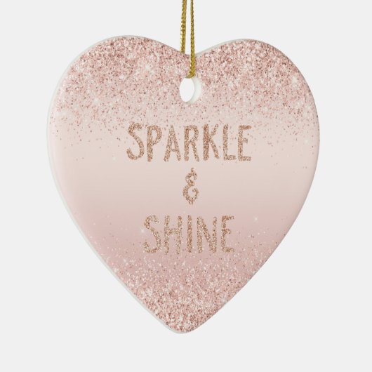 Blush Pink Ombre Glitzy Glitzer Sparkle Keramik Ornament (Rechts)