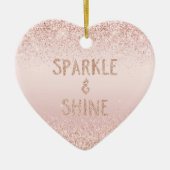 Blush Pink Ombre Glitzy Glitzer Sparkle Keramik Ornament (Vorne)