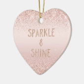 Blush Pink Ombre Glitzy Glitzer Sparkle Keramik Ornament (Links)