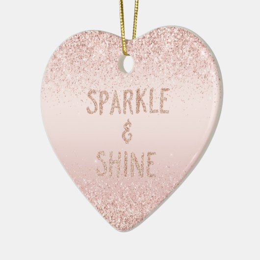 Blush Pink Ombre Glitzy Glitzer Sparkle Keramik Ornament (Links)