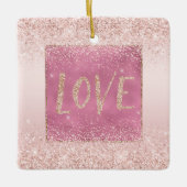 Blush Pink Ombre Glitzy Glitzer Sparkle Liebe Keramikornament (Vorderseite)