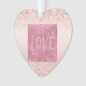 Blush Pink Ombre Glitzy Glitzer Sparkle Liebe Ornament (Vorderseite)