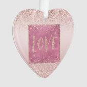 Blush Pink Ombre Glitzy Glitzer Sparkle Liebe Ornament (Vorderseite)