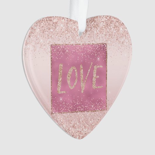 Blush Pink Ombre Glitzy Glitzer Sparkle Liebe Ornament (Vorderseite)
