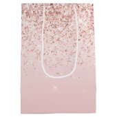 Blush Pink Ombre Glitzy Glitzer Sparkle Mittlere Geschenktüte (Rückseite)